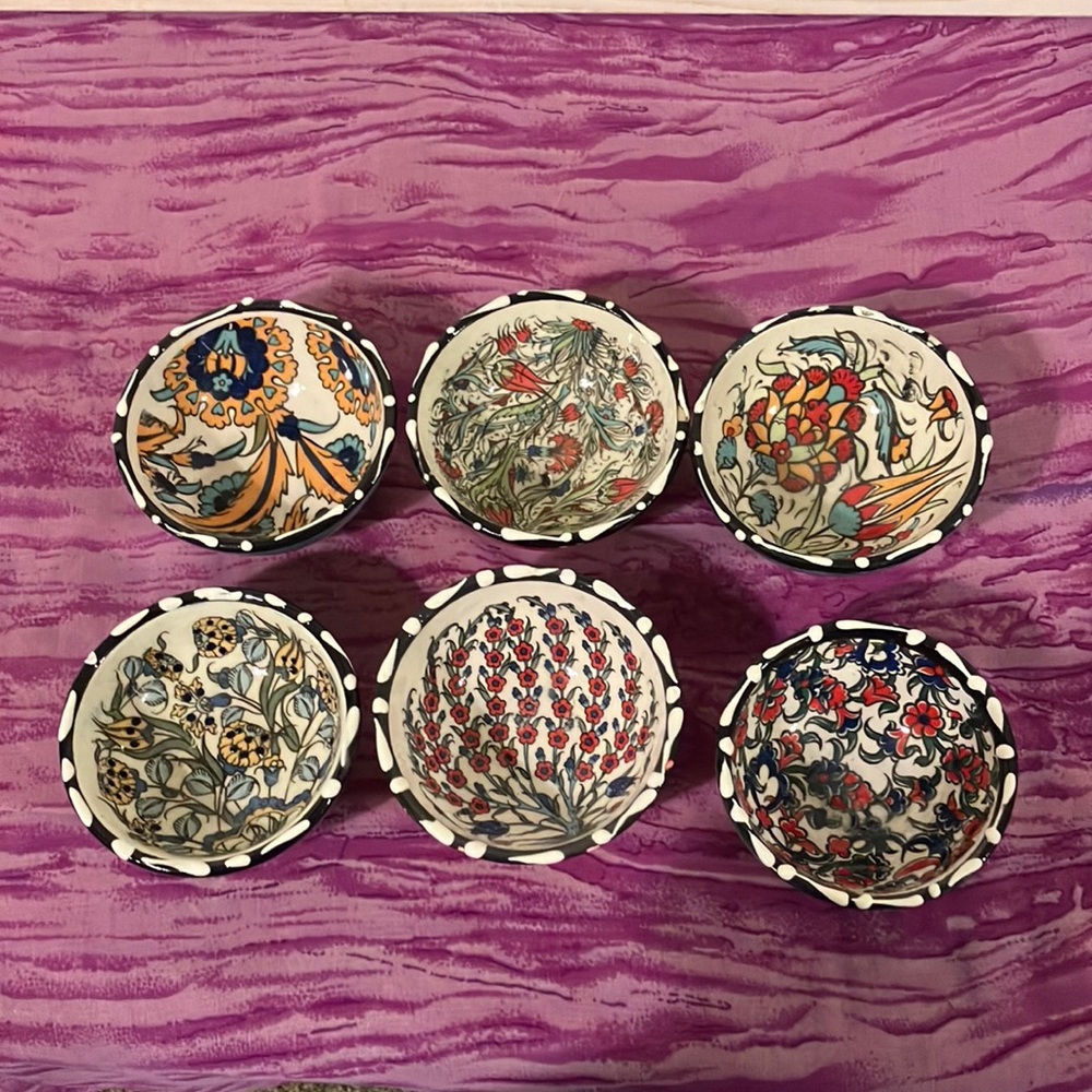 Floral Ceramic Bowls Set - Multicolor
